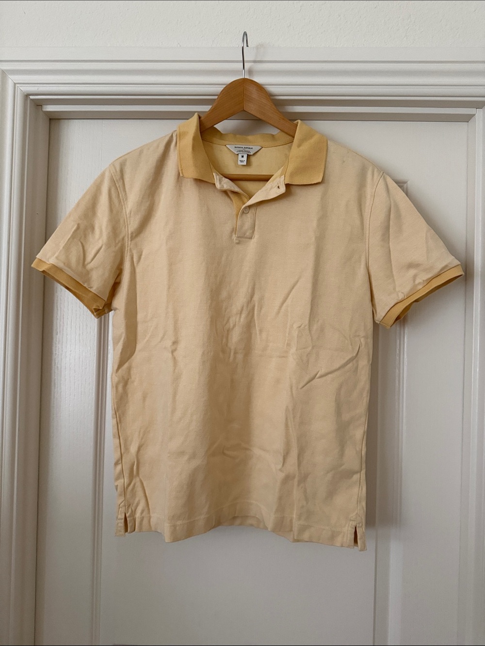 Banana Republic Pale Yellow Polo with Contrast Collar